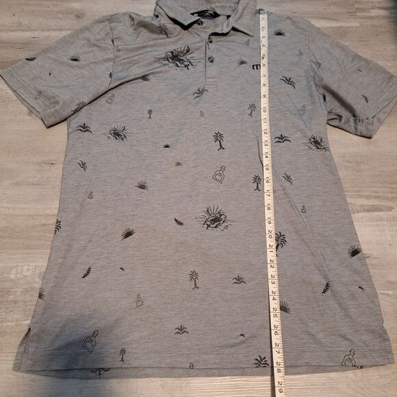 Travis Mathew Polo Shirt Mens Large Palm Tree Skeleton Embroidered Print Golf - Picture 8 of 11